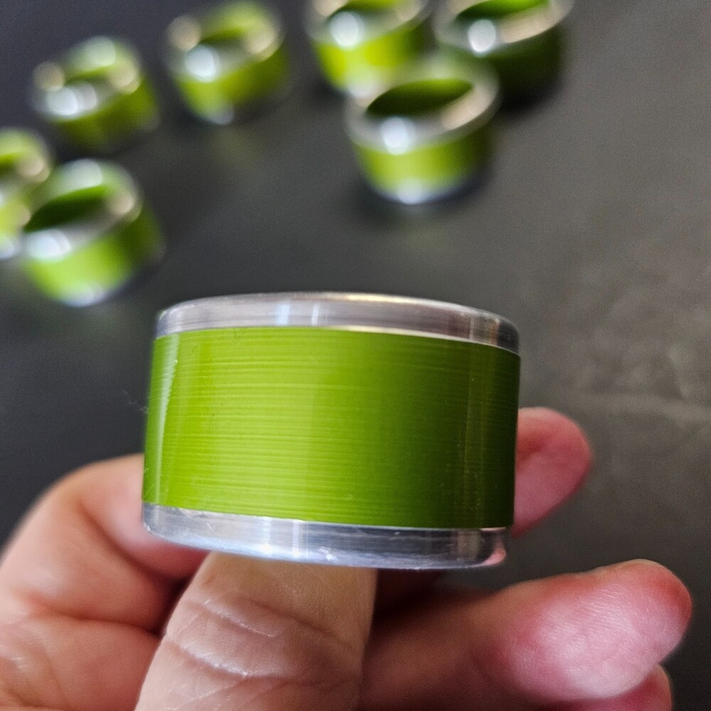 Set of 8 Lime Green Silver Napkin Holders Oval